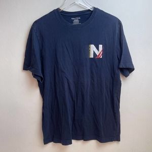 Vintage Nautica 1983 Sailing Graphic Logo Navy Blue 100% Cotton T-shirt, Medium